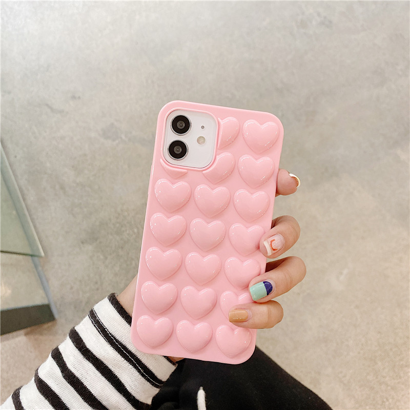Peach Heart Phone Case Silicone Lanyard Protective Cover - Thumbnail 2