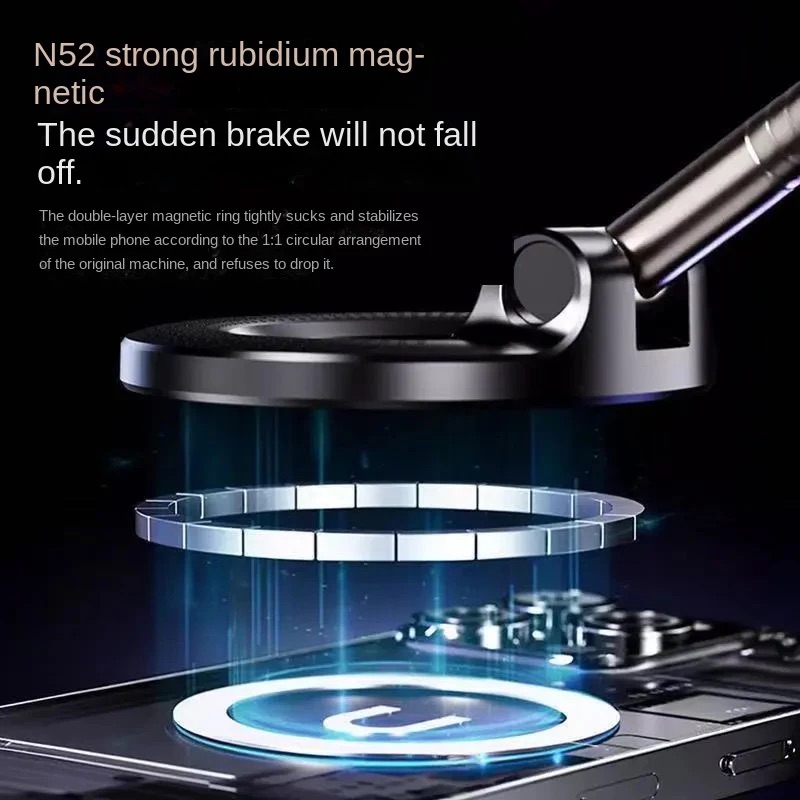 New foldable vacuum adsorption magnetic car phone holder 2025 suction cup dedicated navigation phone holder - Thumbnail 4