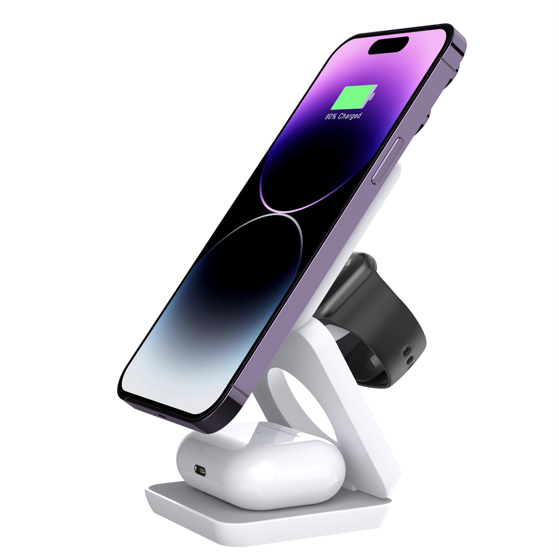 Folding Three-in-one Wireless Charger Portable Magnetic Suction - Thumbnail 6