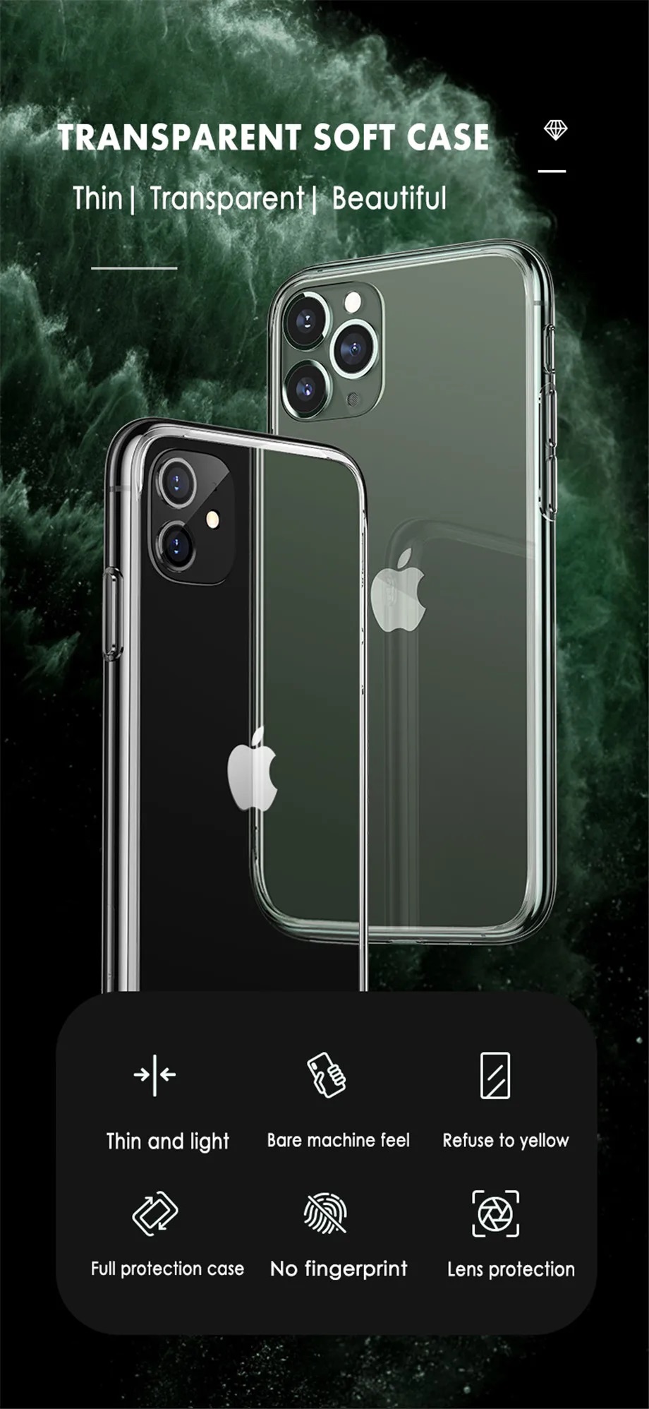 Ultra Thin Transparent Case For Apple iPhone 11 12 13 14 Pro Xr XS Max X 8 7 6 6s Plus SE 2020 Silicone Soft Case Case - Thumbnail 3