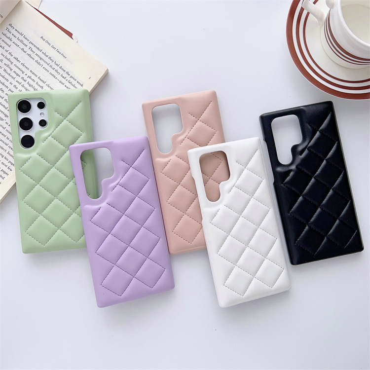 Diamond Plaid Phone Case Leather Phone Protective Case - Thumbnail 5