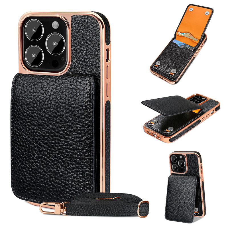 Luxury Leather Pattern Wallet Lanyard Phone Case For 14 - Thumbnail 5