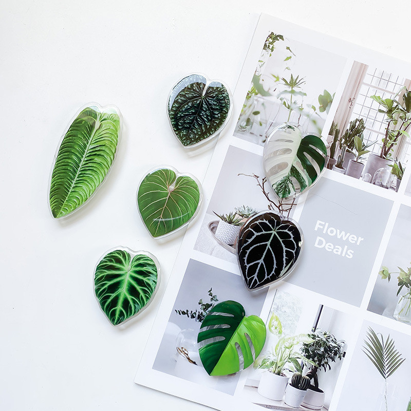 Cute Green Leaves Smartphone Holder Finger Stand Support For Phone Handband - Thumbnail 5