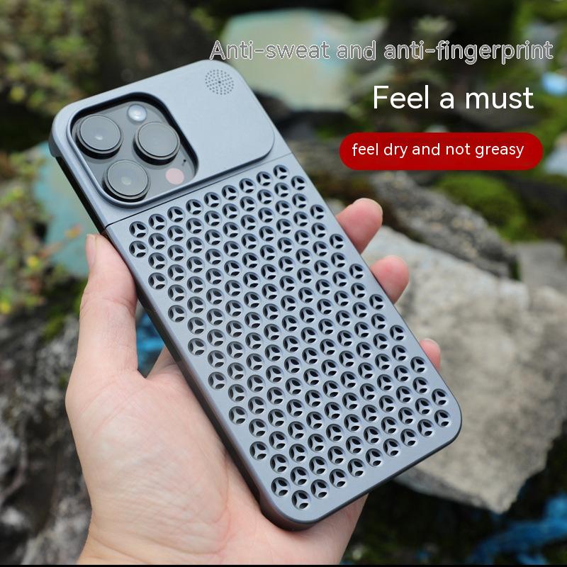 Aluminum Alloy Phone Case For 14 13 Pro Max Plus Hollow Heat Dissipation Anti-fall Full Body Shockproof Phone Cover - Thumbnail 14