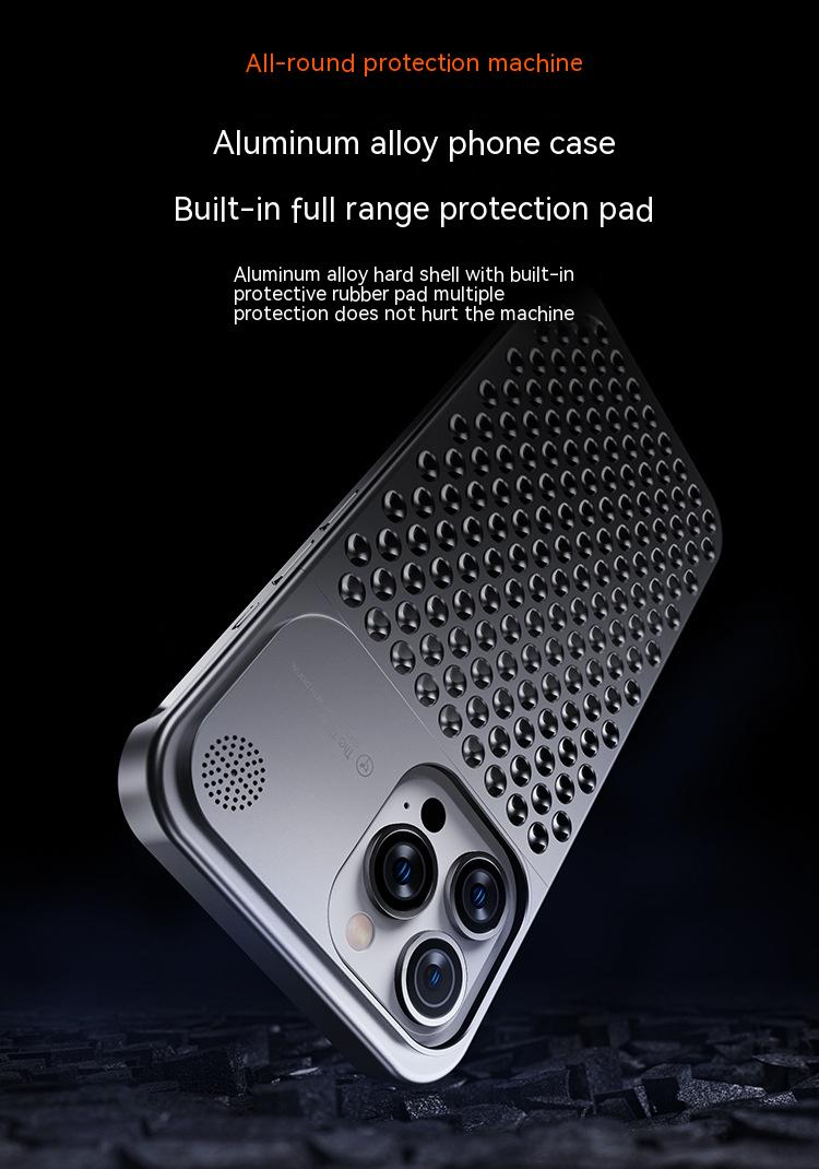 Aluminum Alloy Phone Case For 14 13 Pro Max Plus Hollow Heat Dissipation Anti-fall Full Body Shockproof Phone Cover - Thumbnail 15