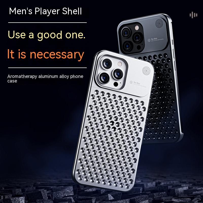 Aluminum Alloy Phone Case For 14 13 Pro Max Plus Hollow Heat Dissipation Anti-fall Full Body Shockproof Phone Cover - Thumbnail 8