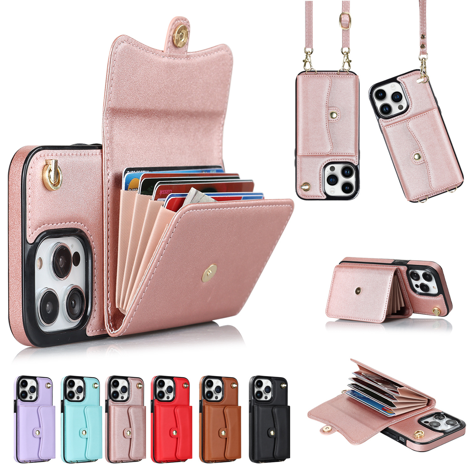 Crossbody Card Holder Phone Case Multi-function Card Holder - Thumbnail 2