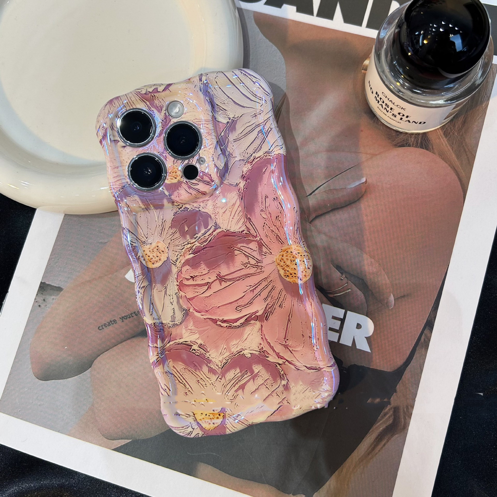 Retro Oil Painting Phone Case Blu-ray Flowers Shockproof Case For Iphone 13 12 13pro 14pro 13 Pro Max Silicone Phone Cover - Thumbnail 7