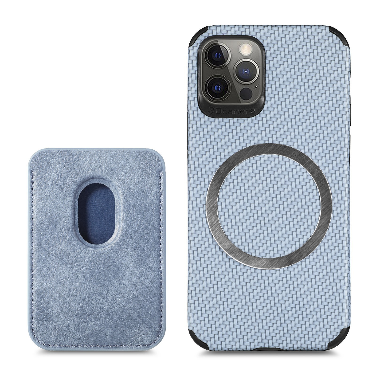 Magnetic Card Holder XR Carbon Fiber Pattern Phone Case - Thumbnail 4