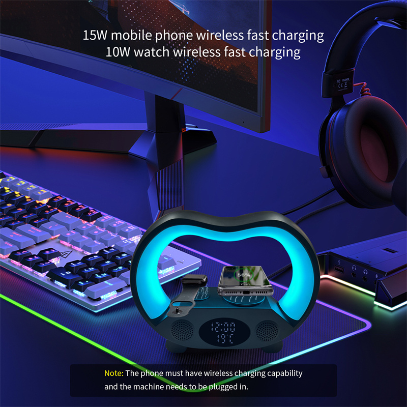 2024 New 6 In 1 Smart Remote Control Bluetooth-compatible Ambience Intelligent LED Table Lamp Multi-function Wireless Charger Night Light Bluetooth-compatible Speaker - Thumbnail 3