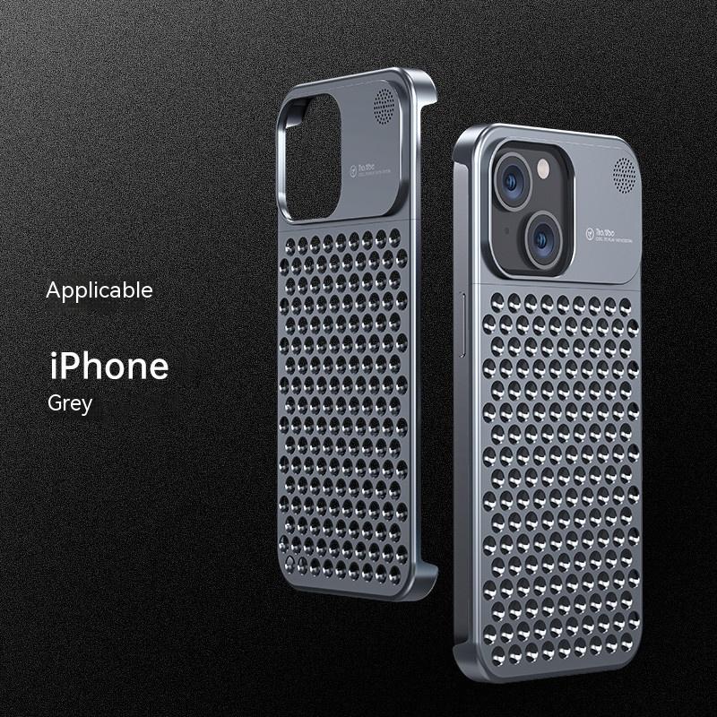 Aluminum Alloy Phone Case For 14 13 Pro Max Plus Hollow Heat Dissipation Anti-fall Full Body Shockproof Phone Cover - Thumbnail 10