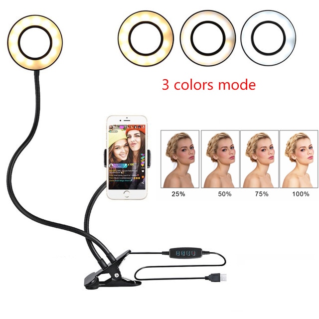 LED Selfie Ring Light for Live Adjustable Makeup Light-8cm Stand - Thumbnail 2