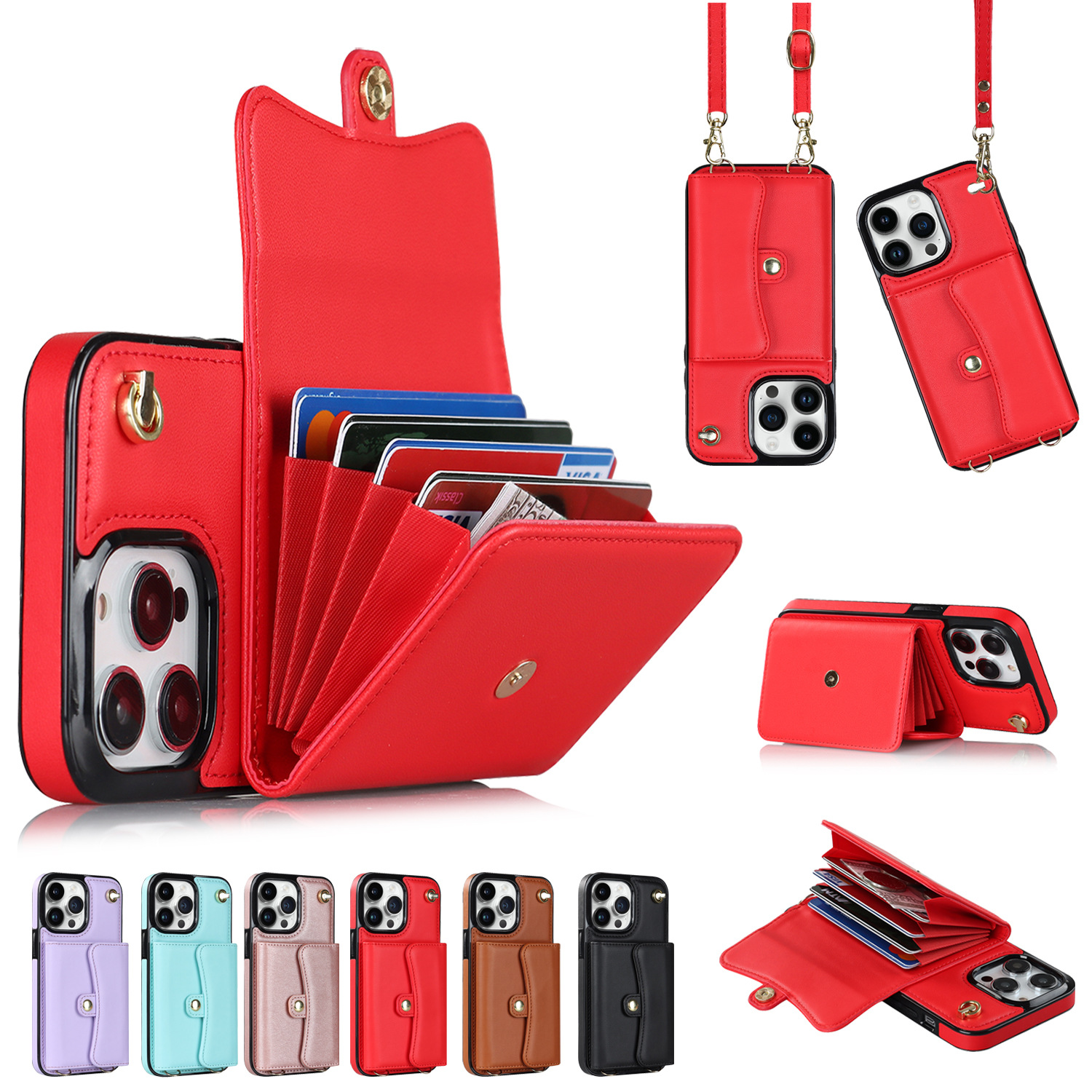 Crossbody Card Holder Phone Case Multi-function Card Holder - Thumbnail 4