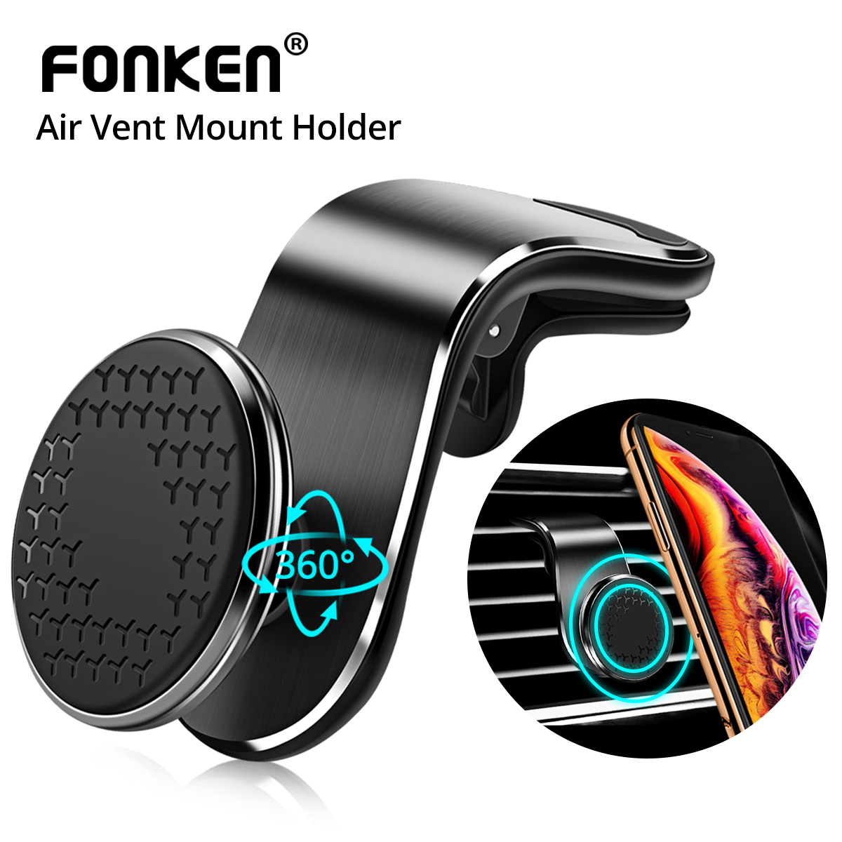 Magnetic Car Phone Holder Air Vent Magnet Mount Smartphone Phone Holder Car Rotation Bracket - Thumbnail 3