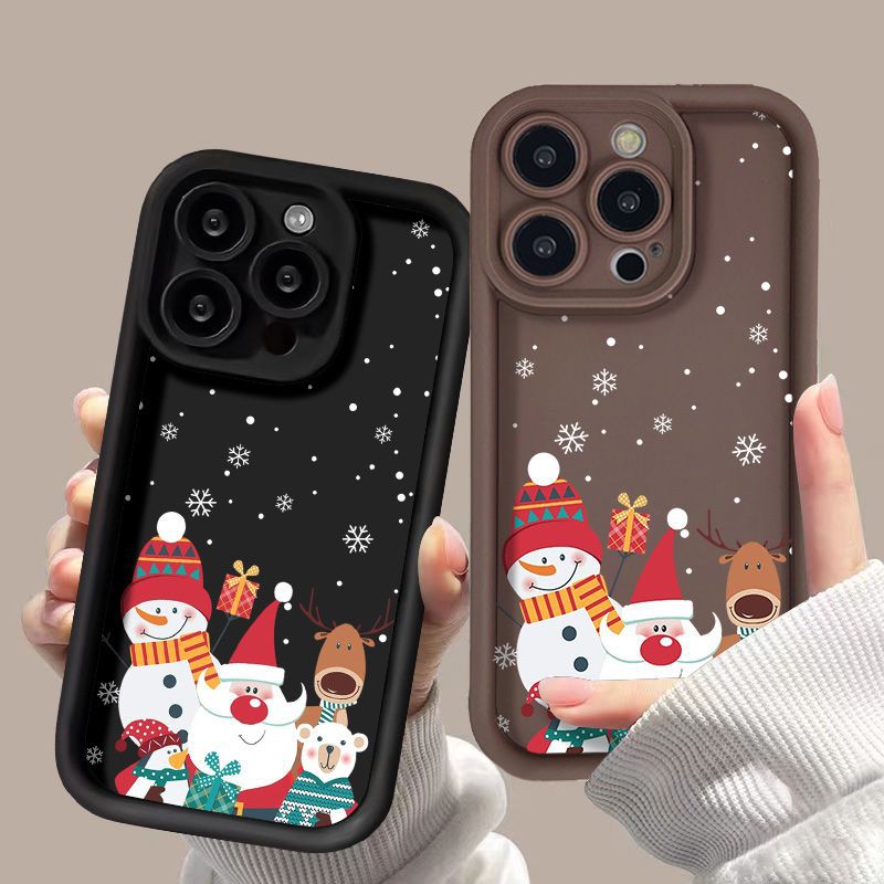 Cute Santa Claus Phone Case Frosted Advanced Christmas Pattern Case For Phone Shockproof Soft Silicone Phone Cover - Thumbnail 2