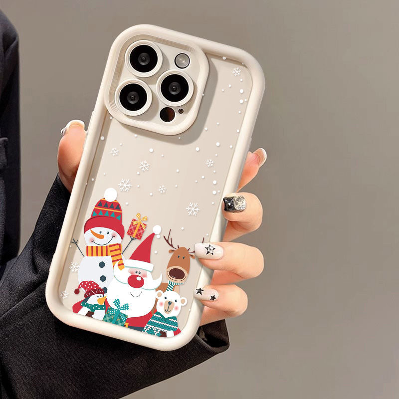 Cute Santa Claus Phone Case Frosted Advanced Christmas Pattern Case For Phone Shockproof Soft Silicone Phone Cover - Thumbnail 6