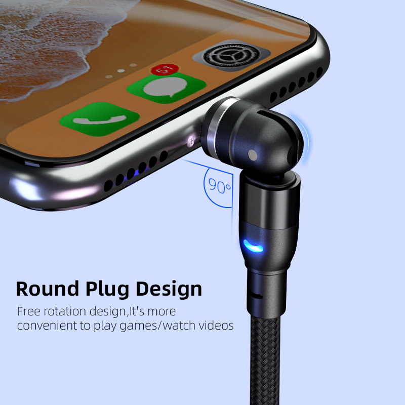 Data Cable 540 Degree Blind Suction Round Magnetic Charging Cable Three-in-one Bent Magnetic Cable - Thumbnail 5