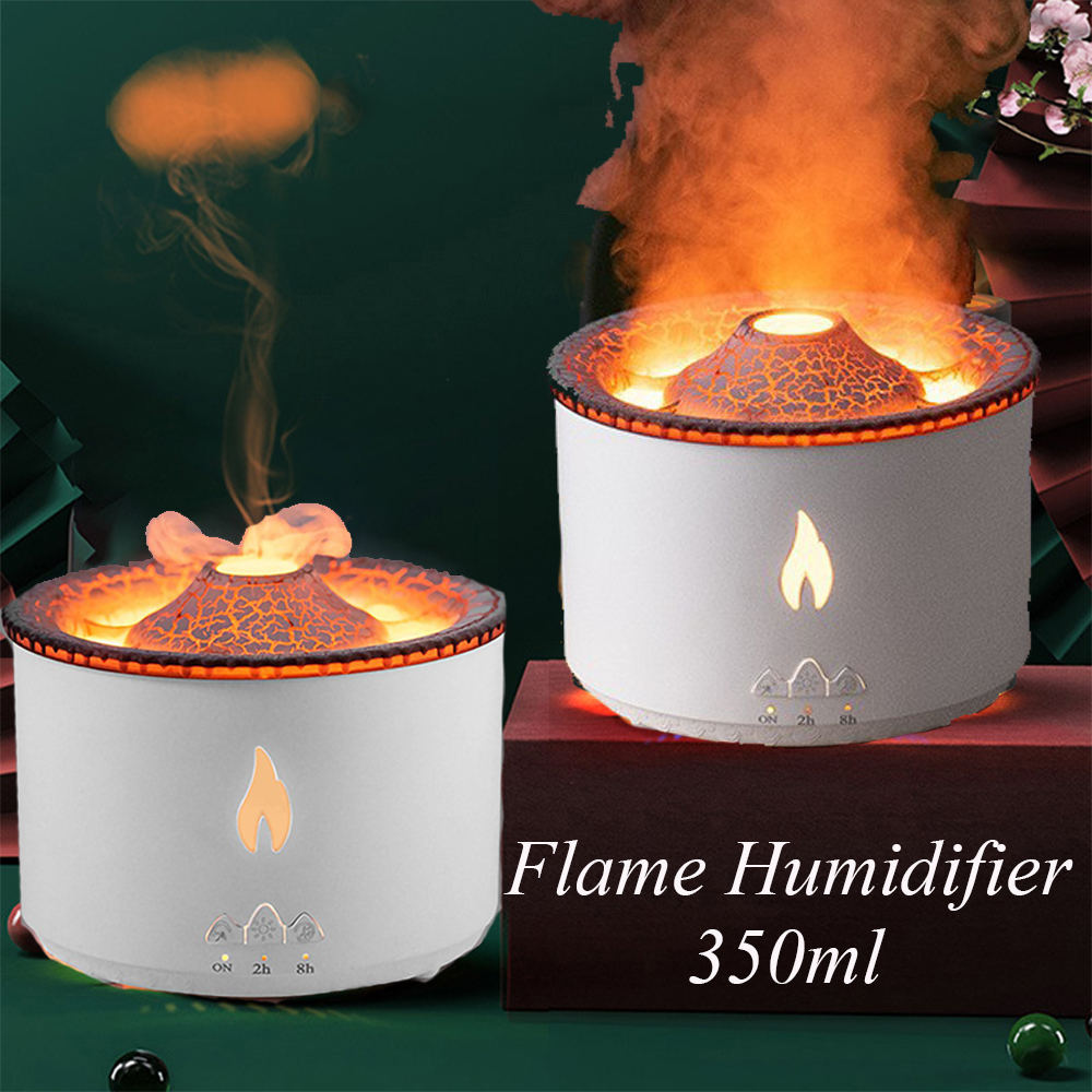 New Creative Ultrasonic Essential Oil Humidifier Volcano Aromatherapy Machine Spray Jellyfish Air Flame Humidifier Diffuser - Thumbnail 4