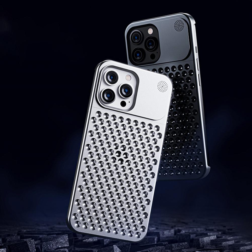 Aluminum Alloy Phone Case For 14 13 Pro Max Plus Hollow Heat Dissipation Anti-fall Full Body Shockproof Phone Cover - Thumbnail 7