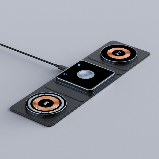 3 IN 1 Magnetic Folding Wireless Charger Station For IPhone Transparent Fast Charging For IWatch And Airpods - Thumbnail 4