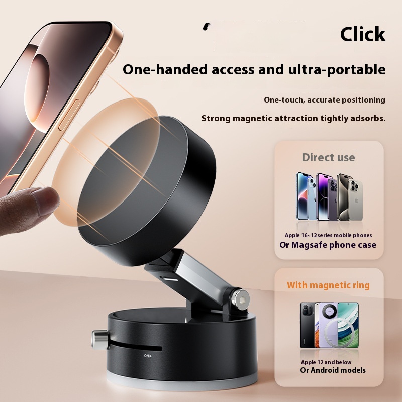 Foldable Magnetic Vacuum Car Phone Holder Foldable Suction Cup With Suction Cup Hands-Free Navigation For Smart Phone - Thumbnail 4