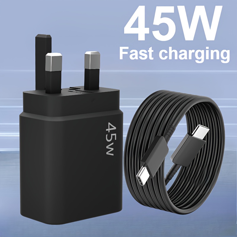 45W Super Fast Charger for S25/S25+/S25 Ultra/S24/S24 Ultra/S23/S23 Ultra/S22/S21/S20/A55/A54/A15/A14, USB C Super Fast Charger with 2m USB Type C Charging Cable and Plug Charge