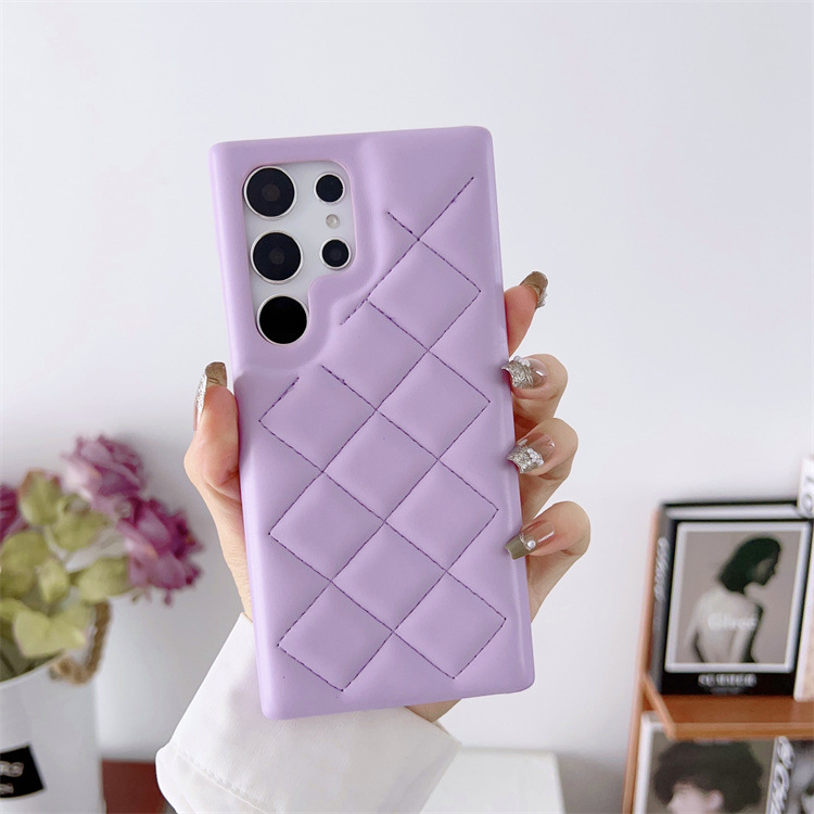 Diamond Plaid Phone Case Leather Phone Protective Case - Thumbnail 2