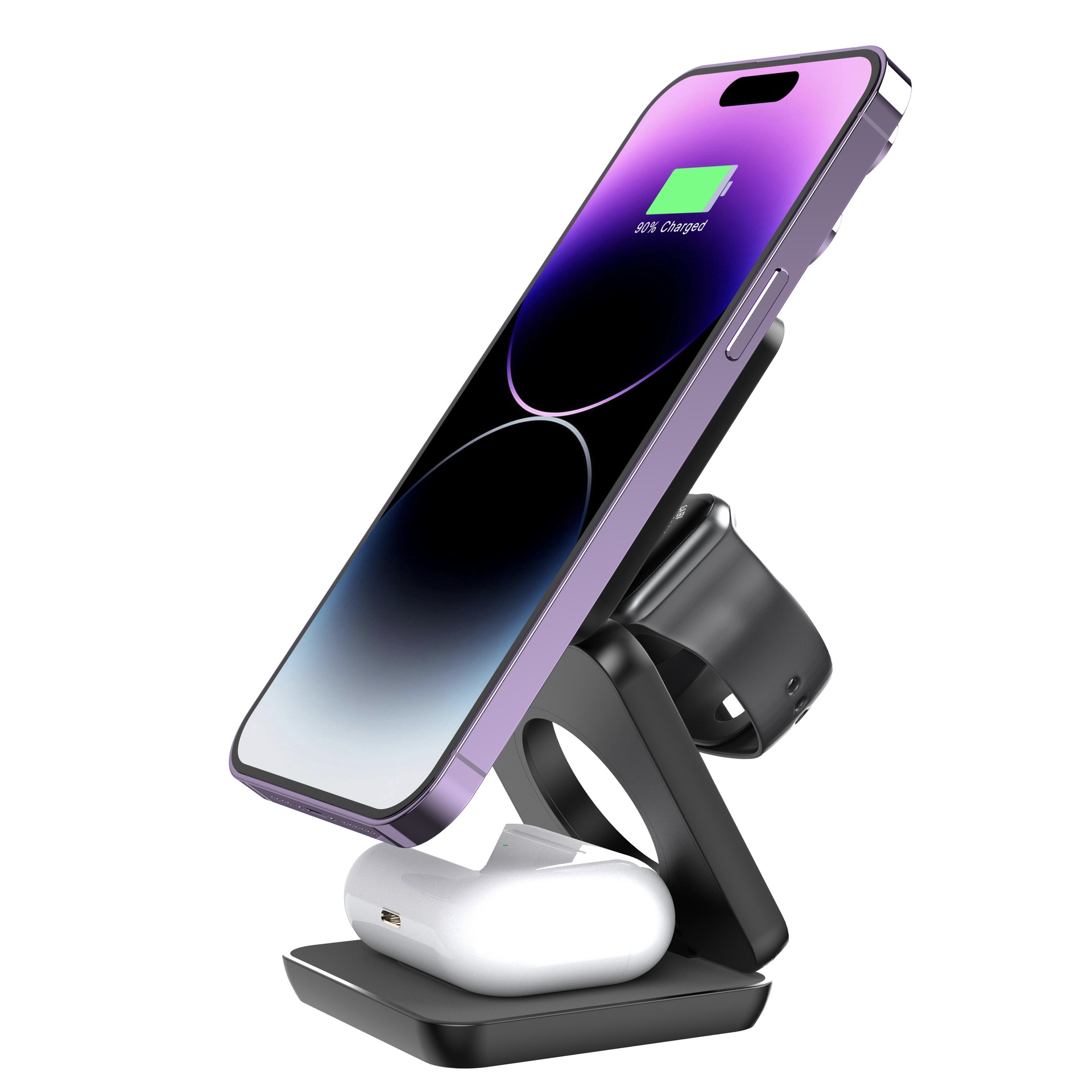 Folding Three-in-one Wireless Charger Portable Magnetic Suction - Thumbnail 10
