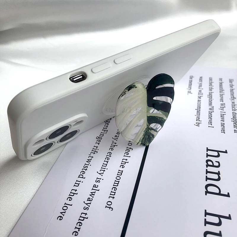 Cute Green Leaves Smartphone Holder Finger Stand Support For Phone Handband - Thumbnail 2