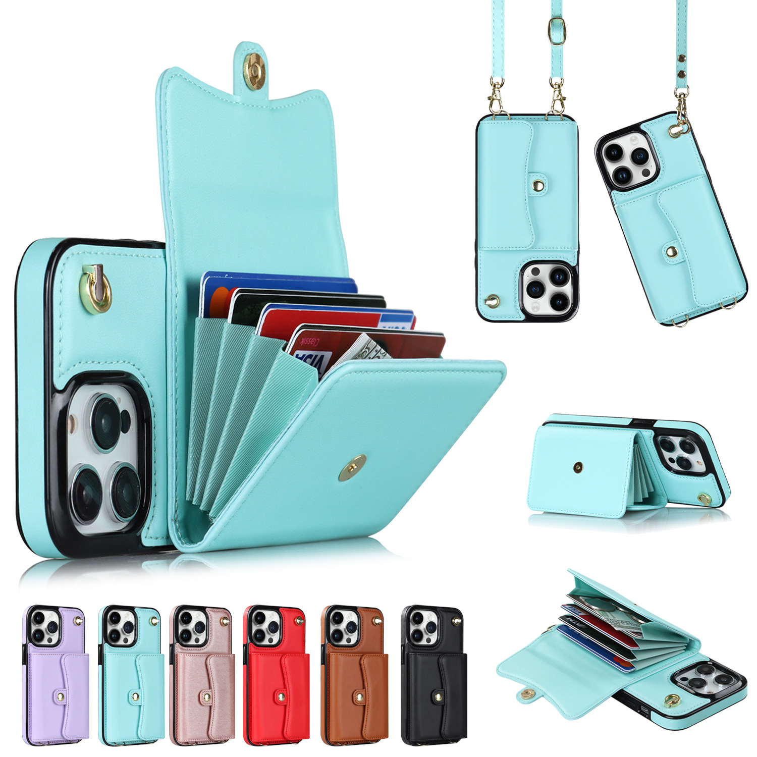 Crossbody Card Holder Phone Case Multi-function Card Holder - Thumbnail 5