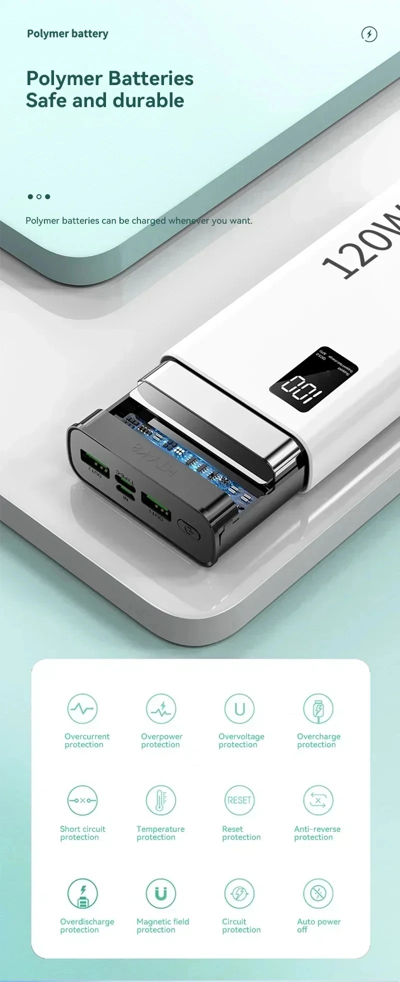 Xiaomi 500000mAh Power Bank High Capacity PowerBank 120W Fast Charging Portable External Battery Charger For iPhone Samsung - Thumbnail 6
