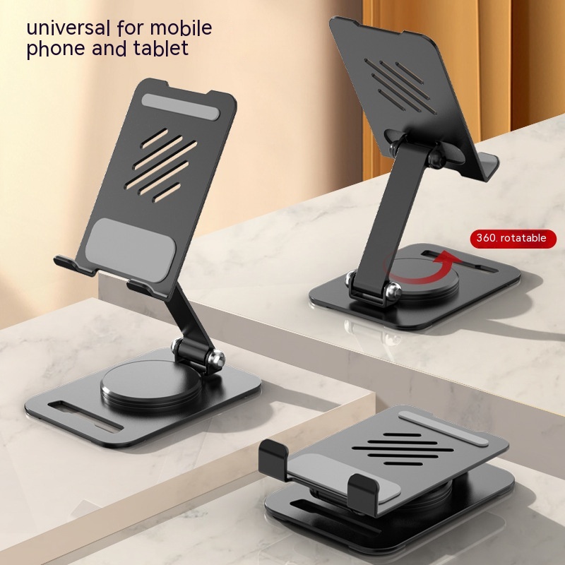 360 Degrees Rotate Metal Desk Mobile Phone Holder Stand For Phone Pad Adjustable Desktop Tablet Holderl Table Cell Phone Stand - Thumbnail 4
