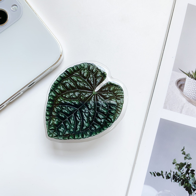 Cute Green Leaves Smartphone Holder Finger Stand Support For Phone Handband - Thumbnail 8