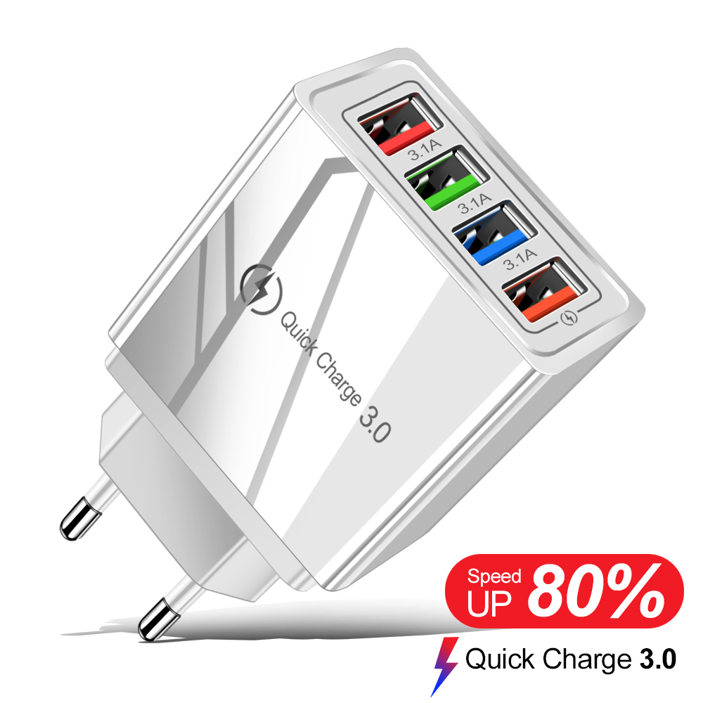 USB Charger Quick Charge 3.0 4 Phone Adapter For Tablet Portable Wall Mobile Charger Fast Charger - Thumbnail 7