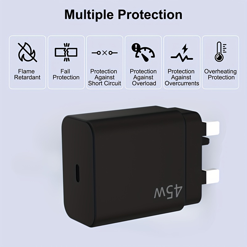 45W Super Fast Charger for S25/S25+/S25 Ultra/S24/S24 Ultra/S23/S23 Ultra/S22/S21/S20/A55/A54/A15/A14, USB C Super Fast Charger with 2m USB Type C Charging Cable and Plug Charge - Thumbnail 3