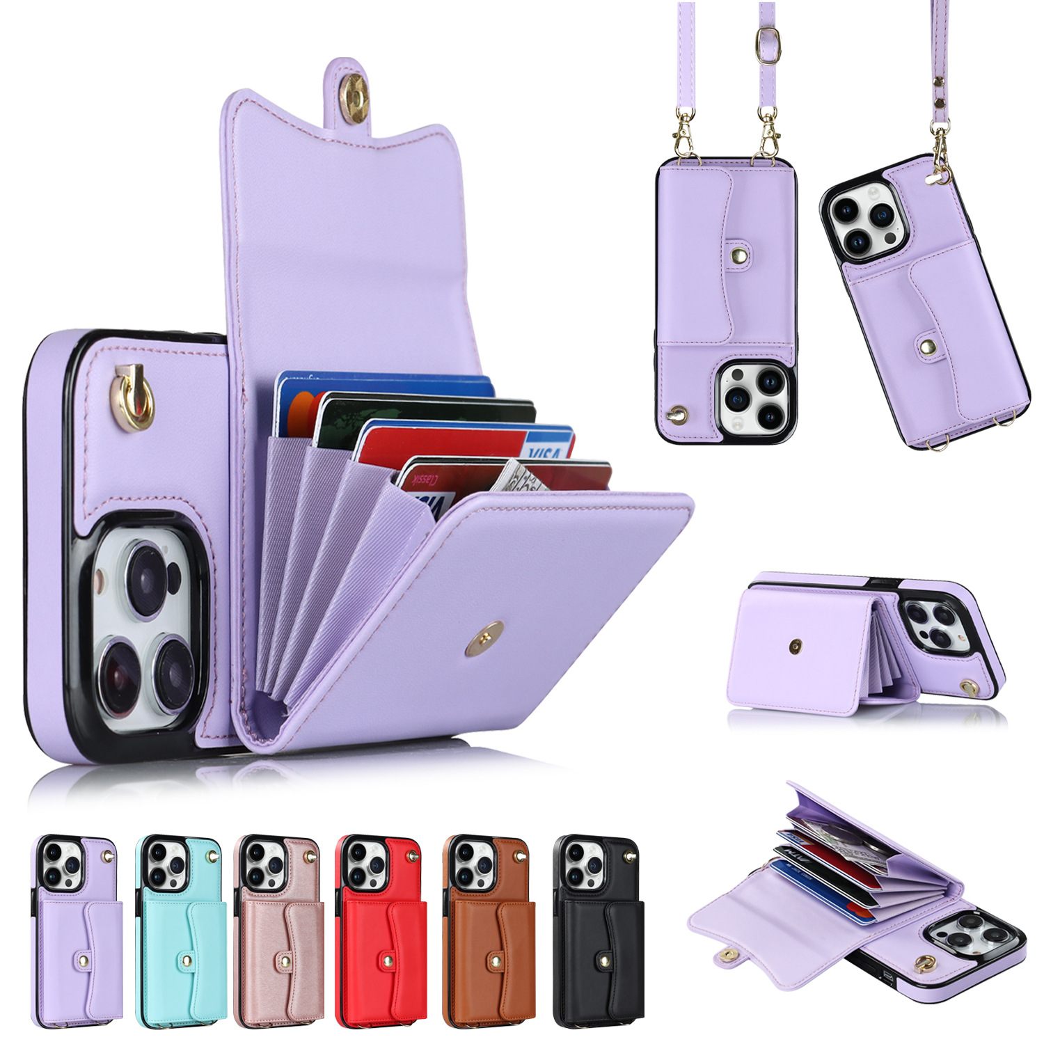 Crossbody Card Holder Phone Case Multi-function Card Holder - Thumbnail 7