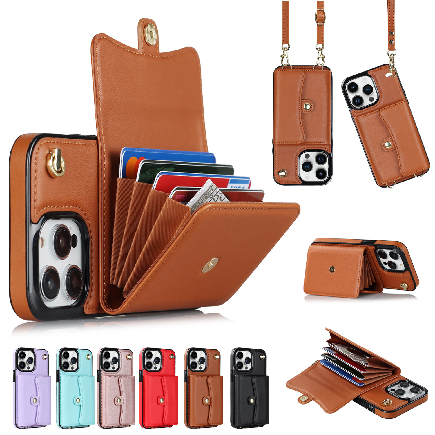 Crossbody Card Holder Phone Case Multi-function Card Holder - Thumbnail 6