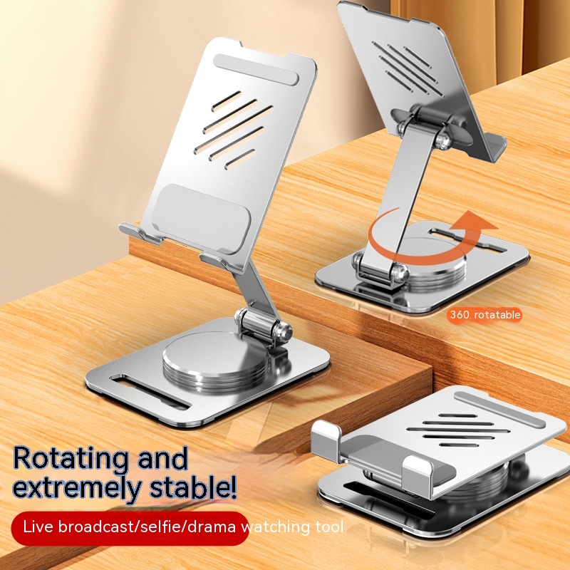 360 Degrees Rotate Metal Desk Mobile Phone Holder Stand For Phone Pad Adjustable Desktop Tablet Holderl Table Cell Phone Stand - Thumbnail 3