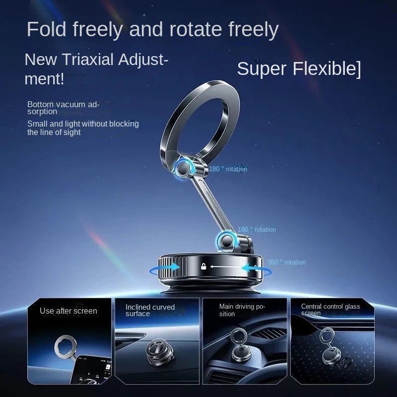 New foldable vacuum adsorption magnetic car phone holder 2025 suction cup dedicated navigation phone holder