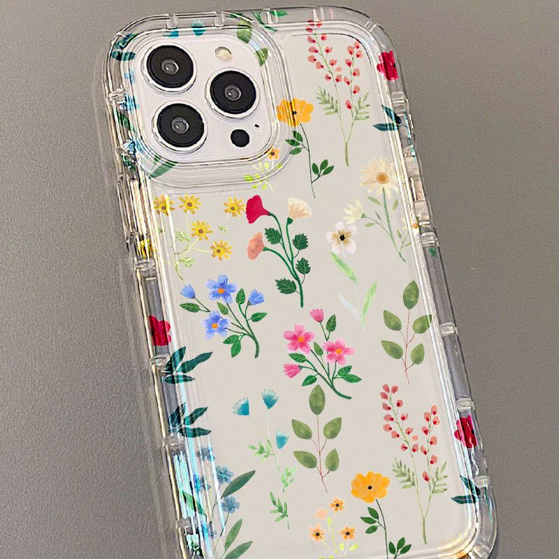 Floral Transparent All-inclusive Space Phone Case - Thumbnail 3