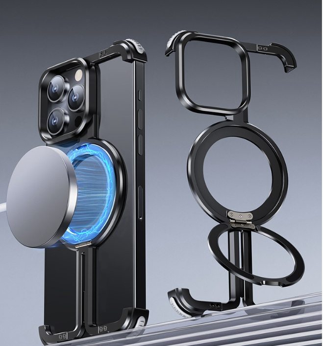 Metal Airbag Anti-fall Shell Phone Case Protective Shock Absorption Aerospace Grade Aluminum Holder Cover - Thumbnail 16