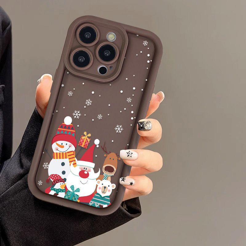 Cute Santa Claus Phone Case Frosted Advanced Christmas Pattern Case For Phone Shockproof Soft Silicone Phone Cover - Thumbnail 8