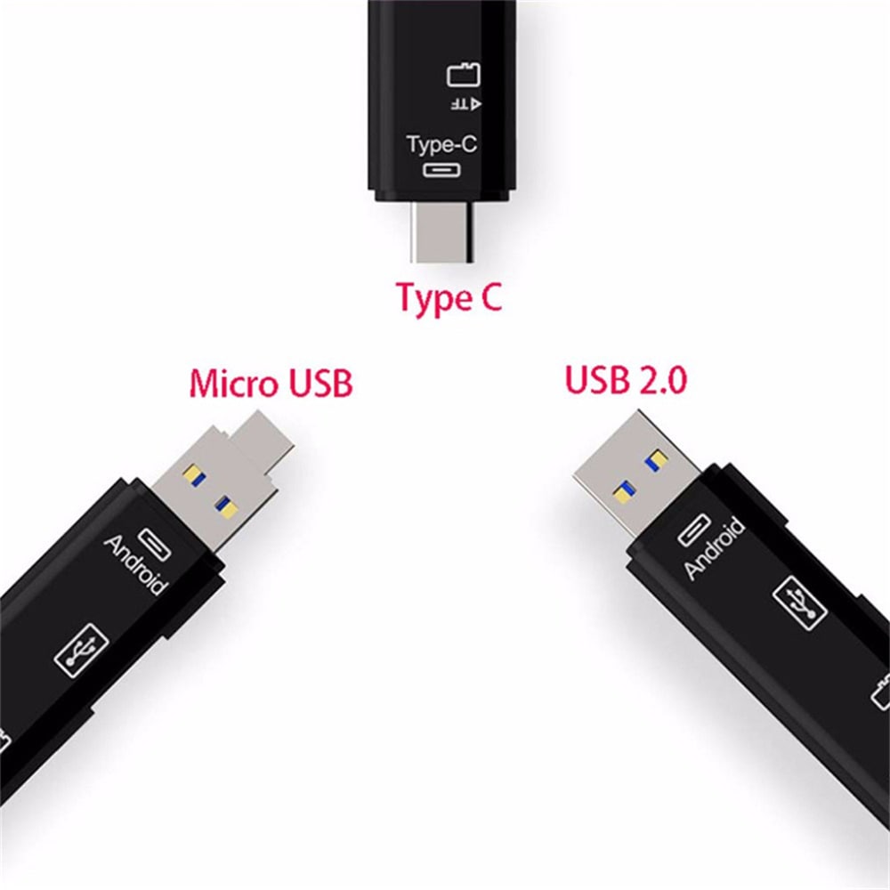 Type-C Micro USB To OTG Hub Adapter With TF Card Reader - Thumbnail 4