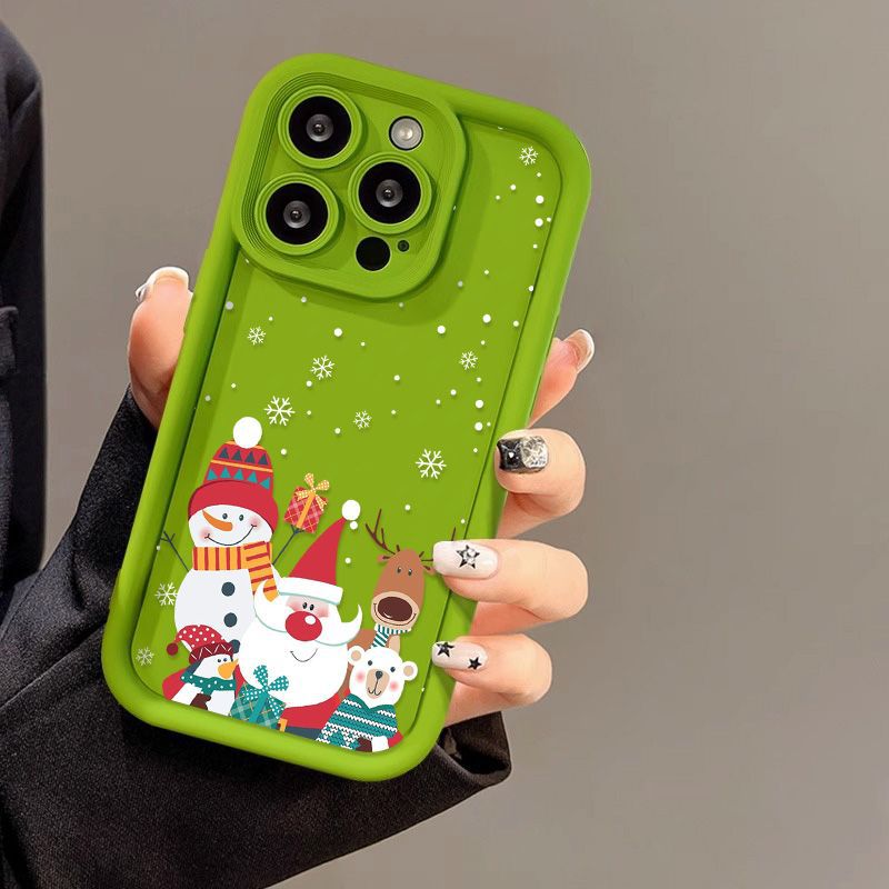 Cute Santa Claus Phone Case Frosted Advanced Christmas Pattern Case For Phone Shockproof Soft Silicone Phone Cover - Thumbnail 4