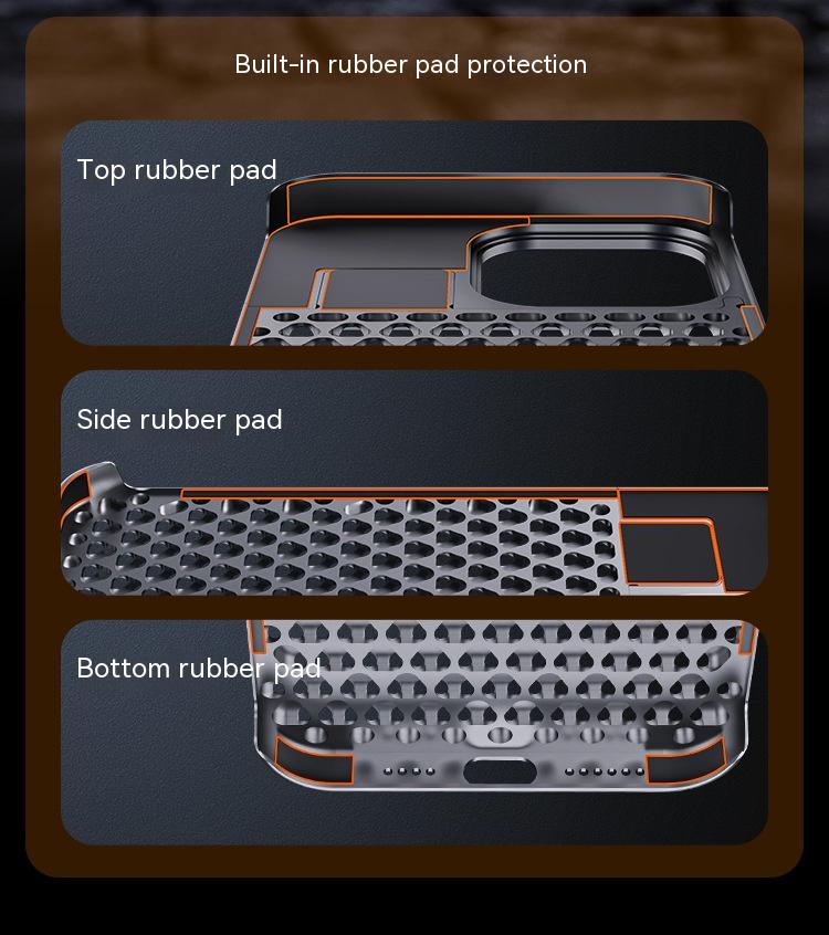 Aluminum Alloy Phone Case For 14 13 Pro Max Plus Hollow Heat Dissipation Anti-fall Full Body Shockproof Phone Cover - Thumbnail 17