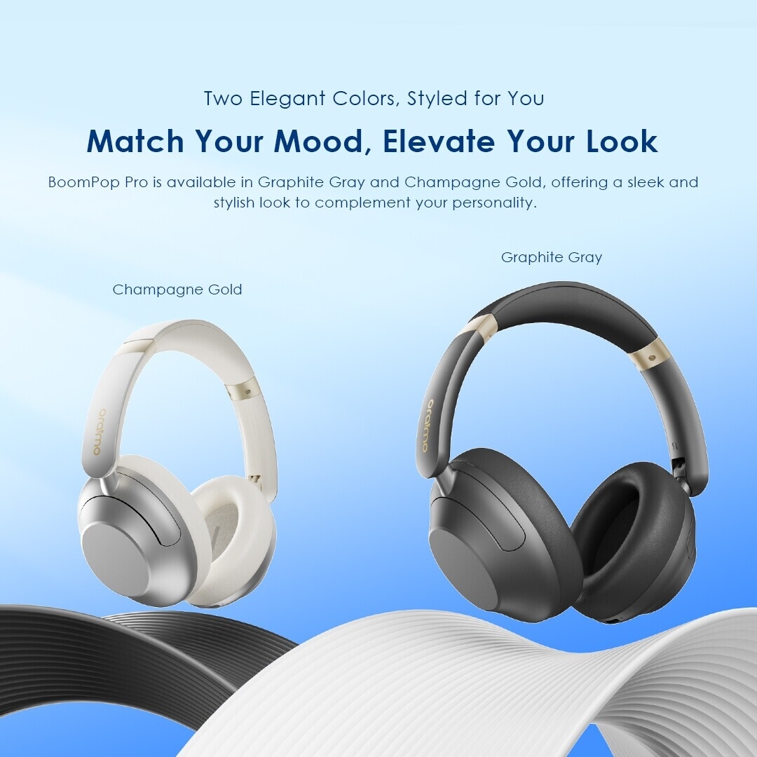 Oraimo BoomPop Pro 82hrs Long-Playtime Hybrid ANC Over-Ear Swipe Control Wireless Headphones OHP-917