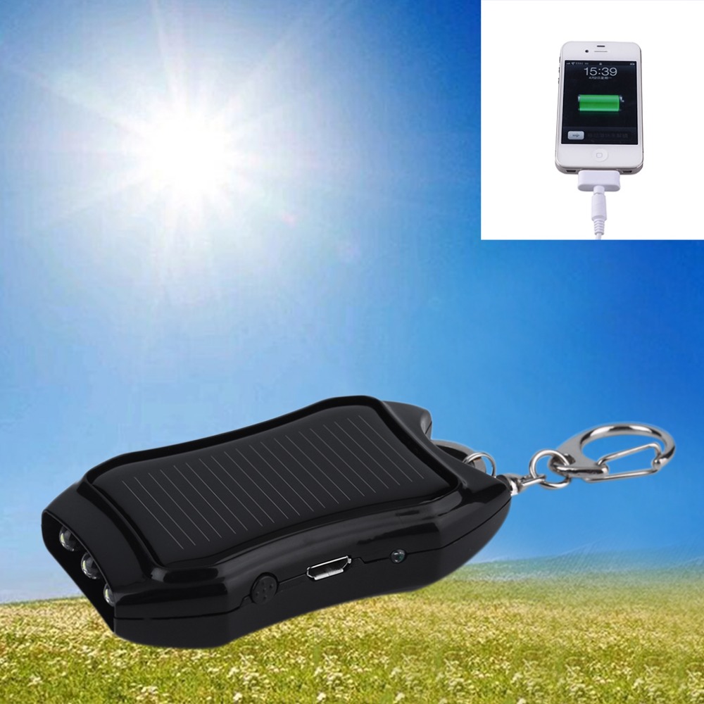 Solar Mobile Phone Power Bank Flashlight Keychain Power