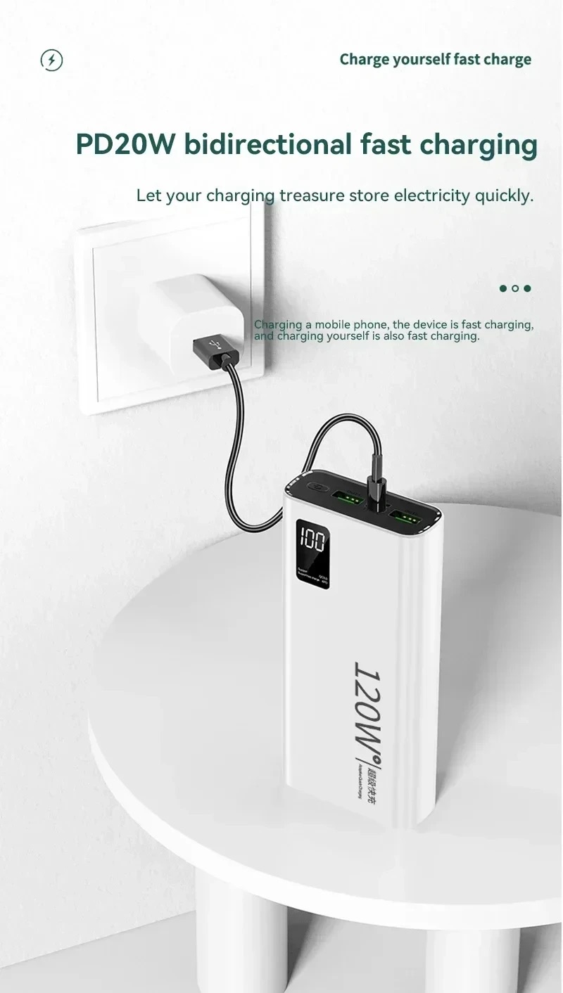 Xiaomi 500000mAh Power Bank High Capacity PowerBank 120W Fast Charging Portable External Battery Charger For iPhone Samsung - Thumbnail 2