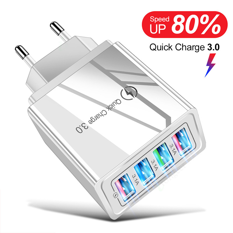 USB Charger Quick Charge 3.0 4 Phone Adapter For Tablet Portable Wall Mobile Charger Fast Charger - Thumbnail 6