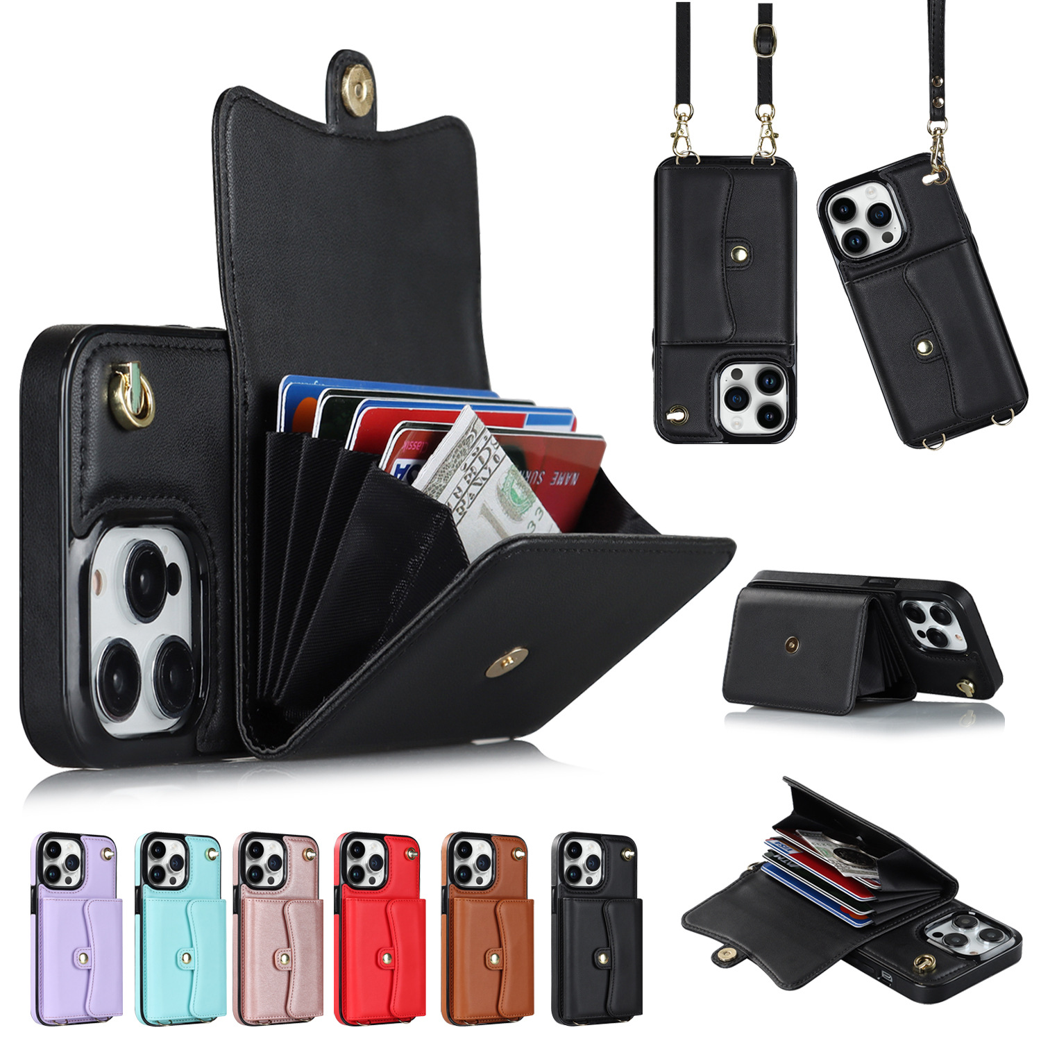 Crossbody Card Holder Phone Case Multi-function Card Holder - Thumbnail 3